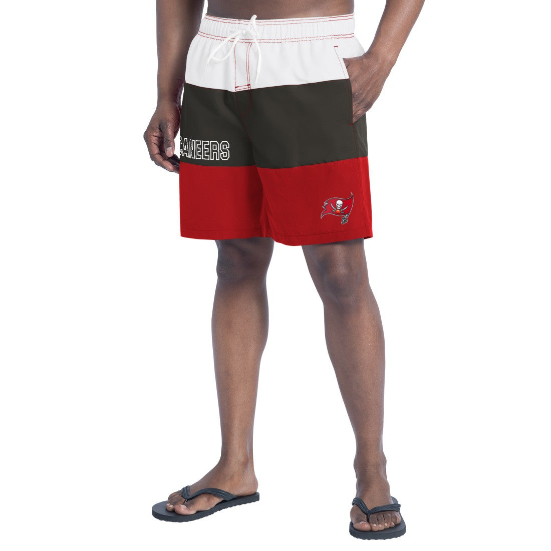 Tampa Bay Buccaneers G-III Sports by Carl Banks Sunrise Volley Swim Shorts Red/Pewter - NFL