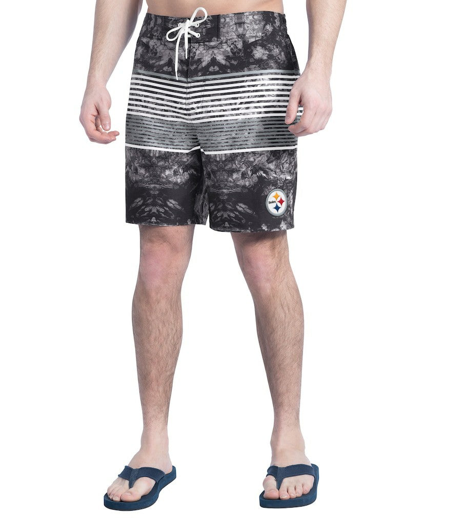 Pittsburgh Steelers G-III Sports by Carl Banks Horizon Volley Swim Shorts Black/Gray - NFL
