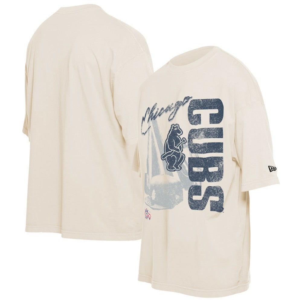 Chicago Cubs New Era Cooperstown Collection Oversized Throwback Distressed T-Shirt for sale