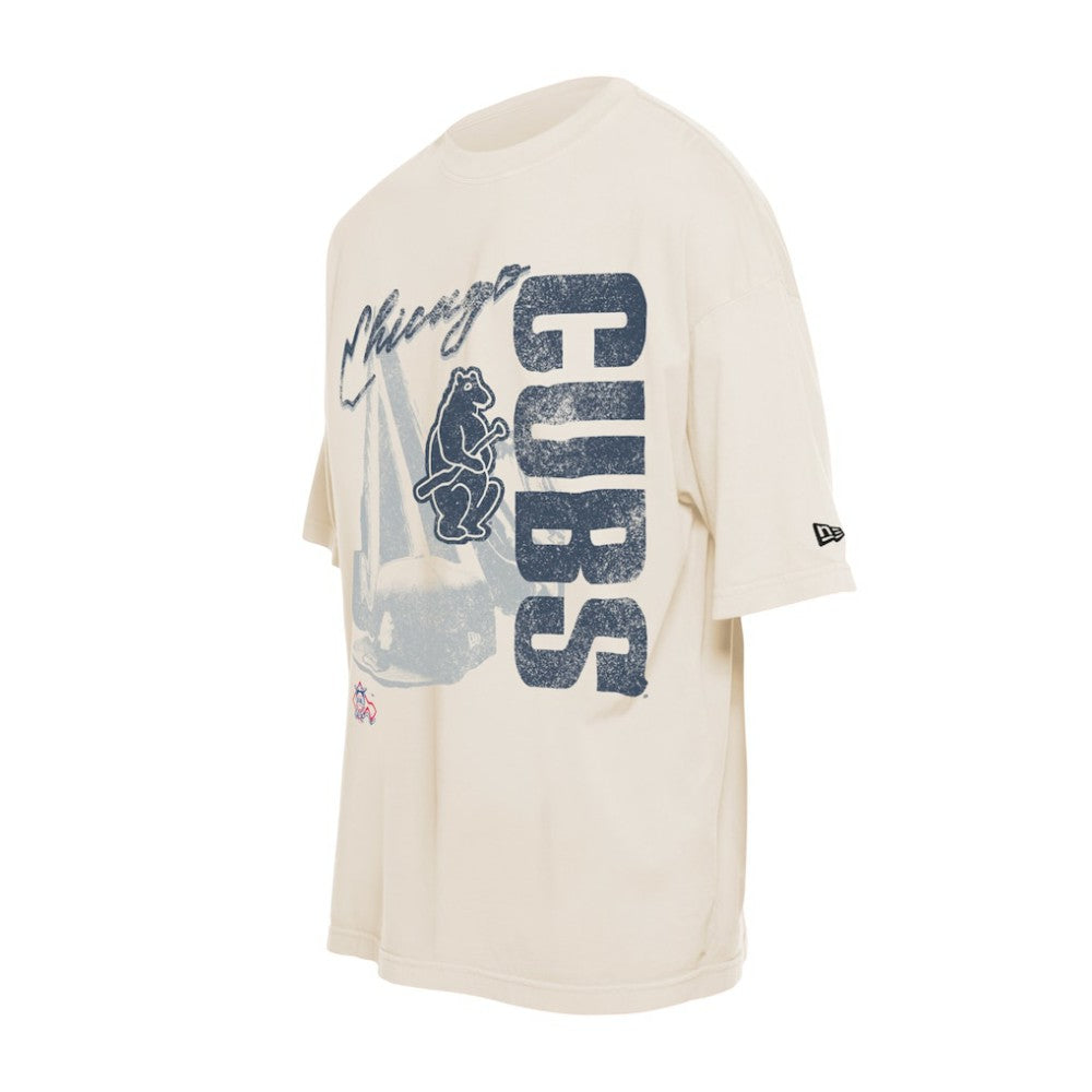 Chicago Cubs New Era Cooperstown Collection Oversized Throwback Distressed T-Shirt for sale