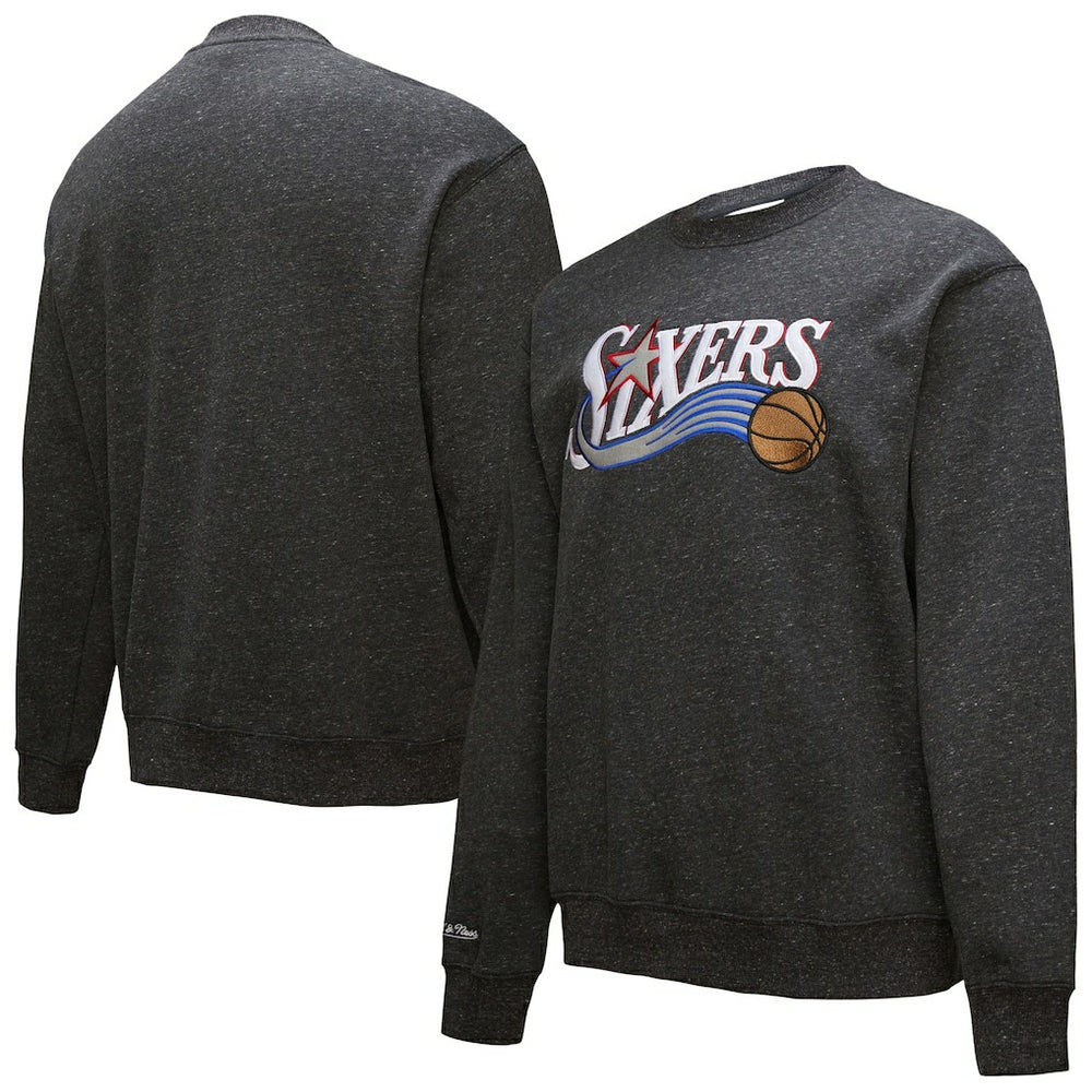 NBA - Philadelphia 76ers Hardwood Classics Blackout Collection Snow Washed Pullover Sweatshirt - Black