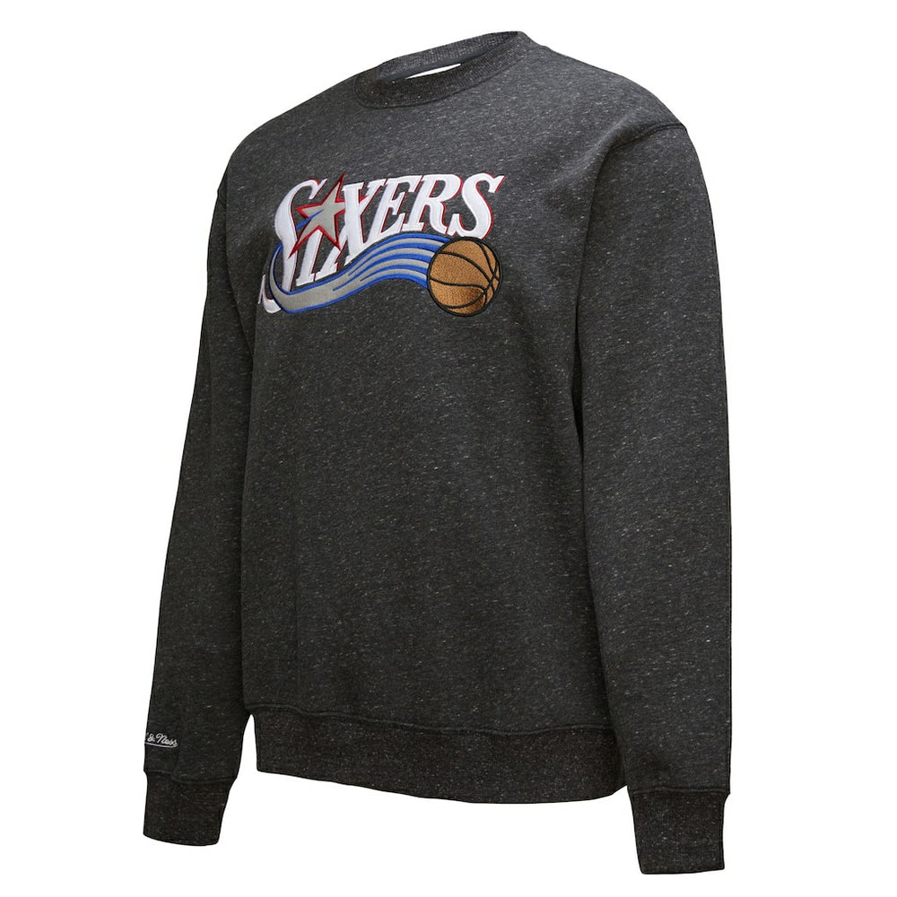 NBA - Philadelphia 76ers Hardwood Classics Blackout Collection Snow Washed Pullover Sweatshirt - Black
