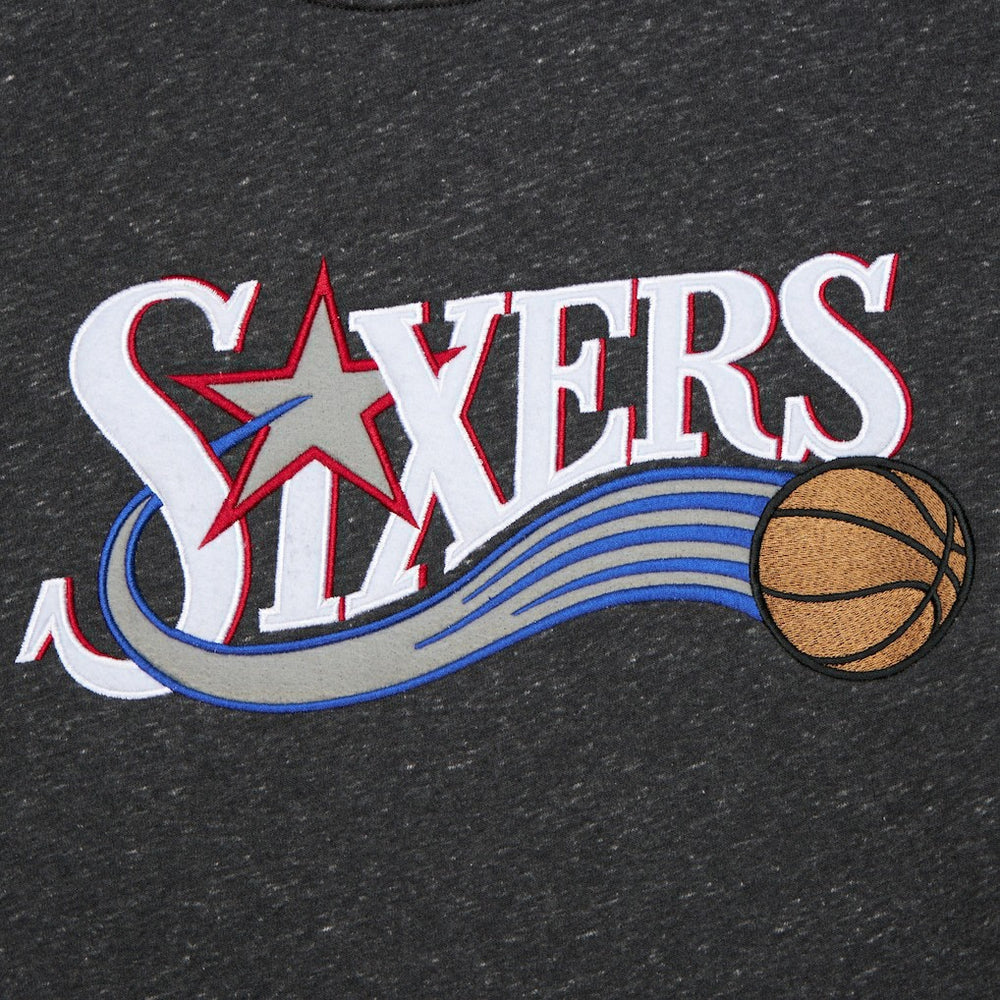 NBA - Philadelphia 76ers Hardwood Classics Blackout Collection Snow Washed Pullover Sweatshirt - Black