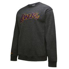 Mitchell & Ness - Los Angeles Lakers Black Out Collection Snow Washed Vintage Logo Pullover Sweatshirt - Black