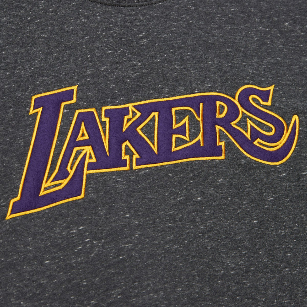 Mitchell & Ness - Los Angeles Lakers Black Out Collection Snow Washed Vintage Logo Pullover Sweatshirt - Black