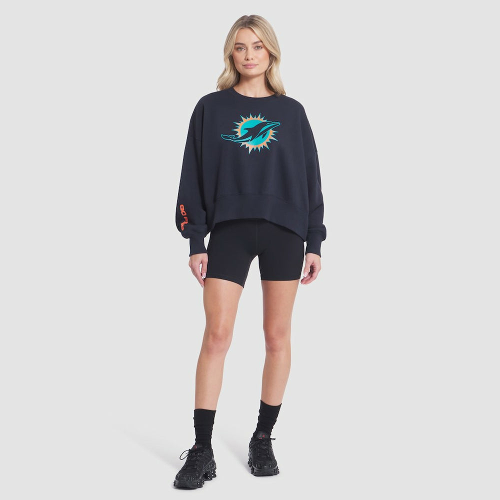Miami Dolphins Women's 2025 Rivalries Collection Oversized Phoenix Fleece Sweatshirt Pitch Blue - Nike
