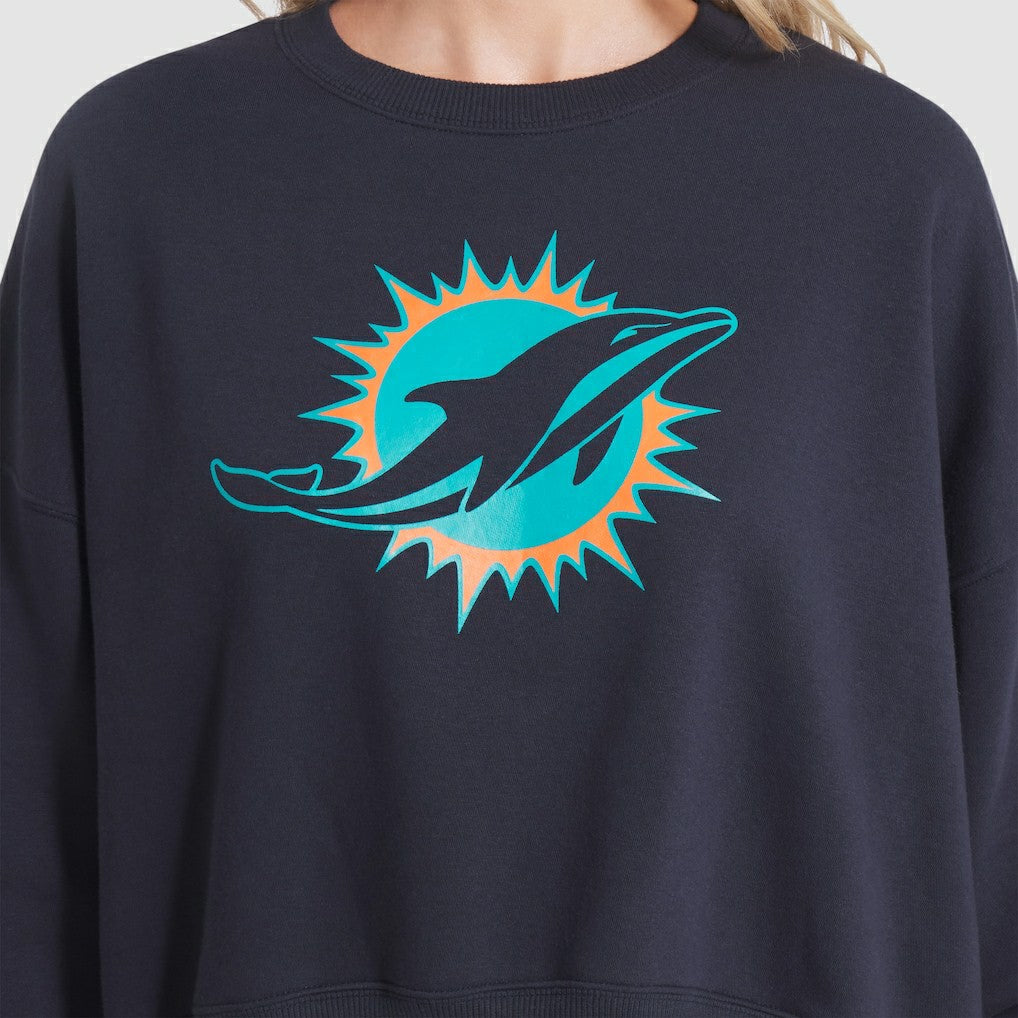 Miami Dolphins Women's 2025 Rivalries Collection Oversized Phoenix Fleece Sweatshirt Pitch Blue - Nike