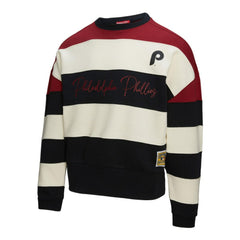 Philadelphia Phillies Mitchell & Ness Women's Cooperstown Collection Blocked Fleece Pullover Sweatshirt- Burgundy/Black Near Me