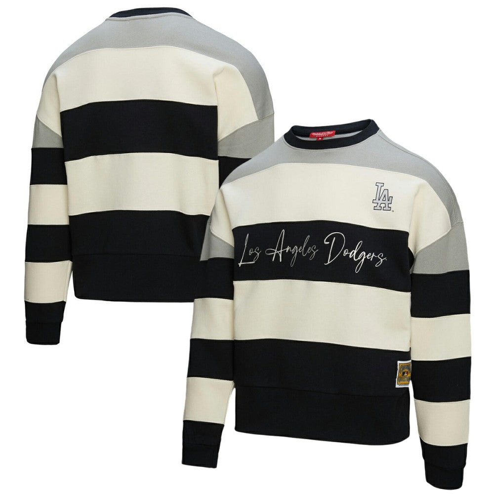 Los Angeles Dodgers Mitchell & Ness Women's Cooperstown Collection Blocked Fleece Pullover Sweatshirt- Gray/Black Sale