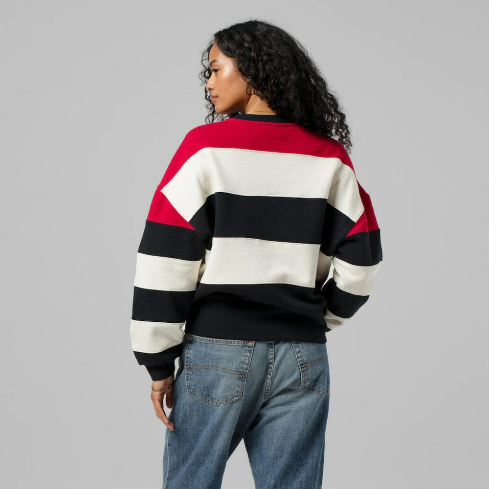 Atlanta Braves Mitchell & Ness Women's Cooperstown Collection Blocked Fleece Pullover Sweatshirt- Red/Black Online