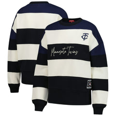 Minnesota Twins Mitchell & Ness Women's Cooperstown Collection Blocked Fleece Pullover Sweatshirt- Navy/Black Sale