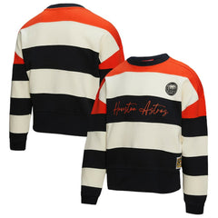 Houston Astros Mitchell & Ness Women's Cooperstown Collection Blocked Fleece Pullover Sweatshirt- Orange/Black Clearance