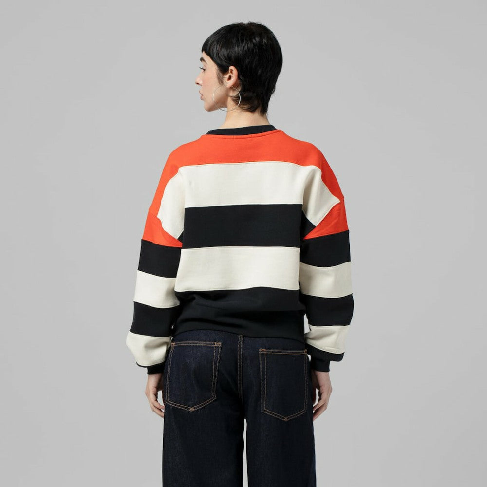 Houston Astros Mitchell & Ness Women's Cooperstown Collection Blocked Fleece Pullover Sweatshirt- Orange/Black Clearance