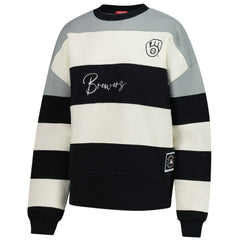 Milwaukee Brewers Mitchell & Ness Women's Cooperstown Collection Blocked Fleece Pullover Sweatshirt- Gray/Black On Sale