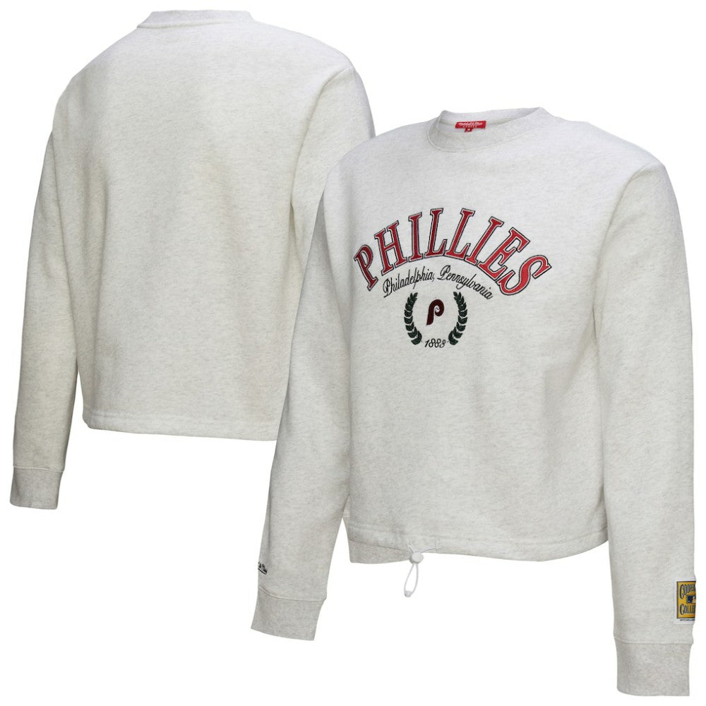 Philadelphia Phillies Mitchell & Ness Women's Cropped Toggle Pullover Sweatshirt Online