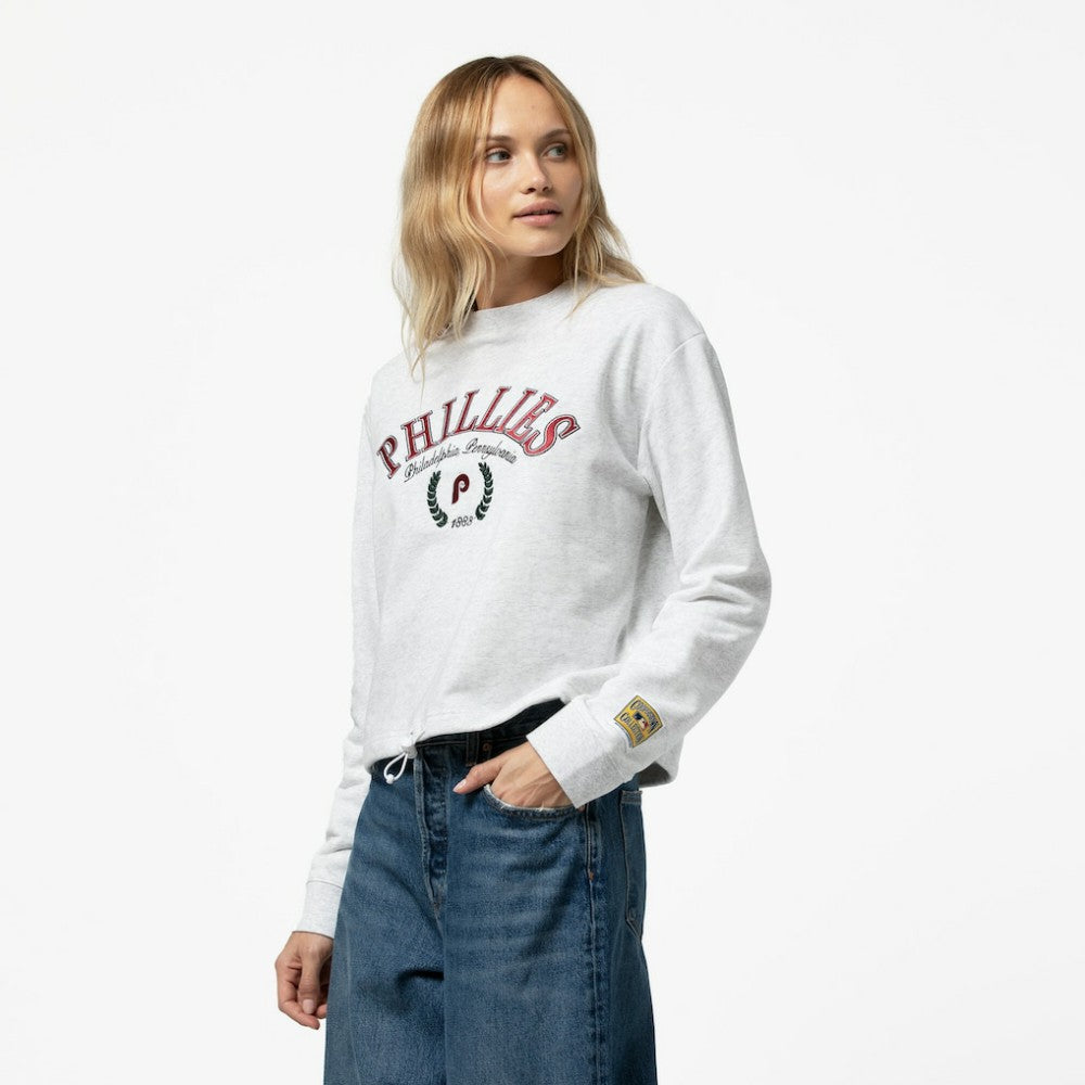 Philadelphia Phillies Mitchell & Ness Women's Cropped Toggle Pullover Sweatshirt Online