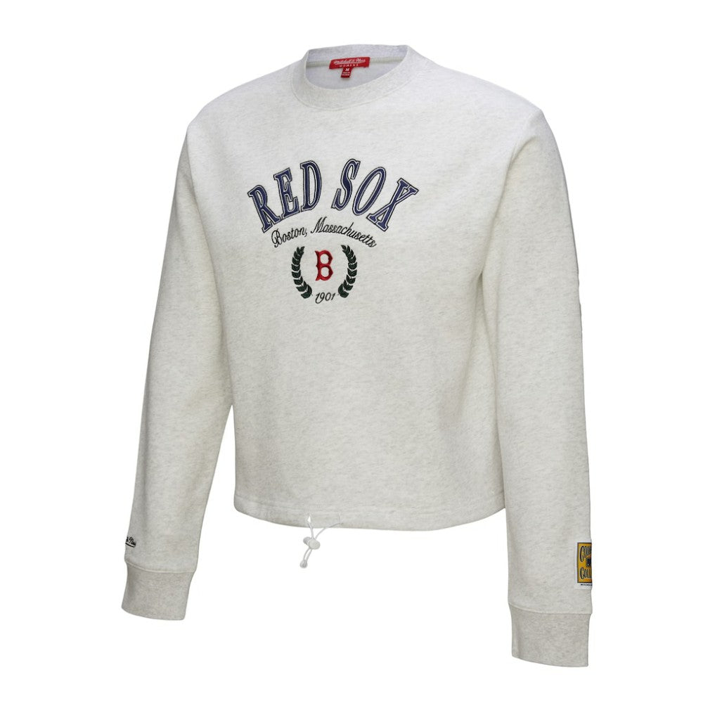 Boston Red Sox Mitchell & Ness Women's Cropped Toggle Pullover Sweatshirt Lifestyle