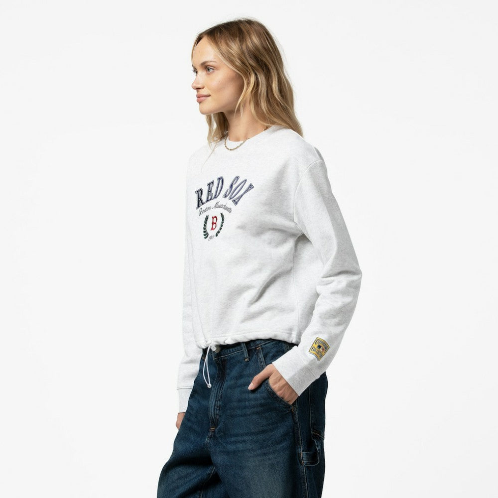 Boston Red Sox Mitchell & Ness Women's Cropped Toggle Pullover Sweatshirt Lifestyle