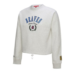 Atlanta Braves Mitchell & Ness Women's Cropped Toggle Pullover Sweatshirt discount