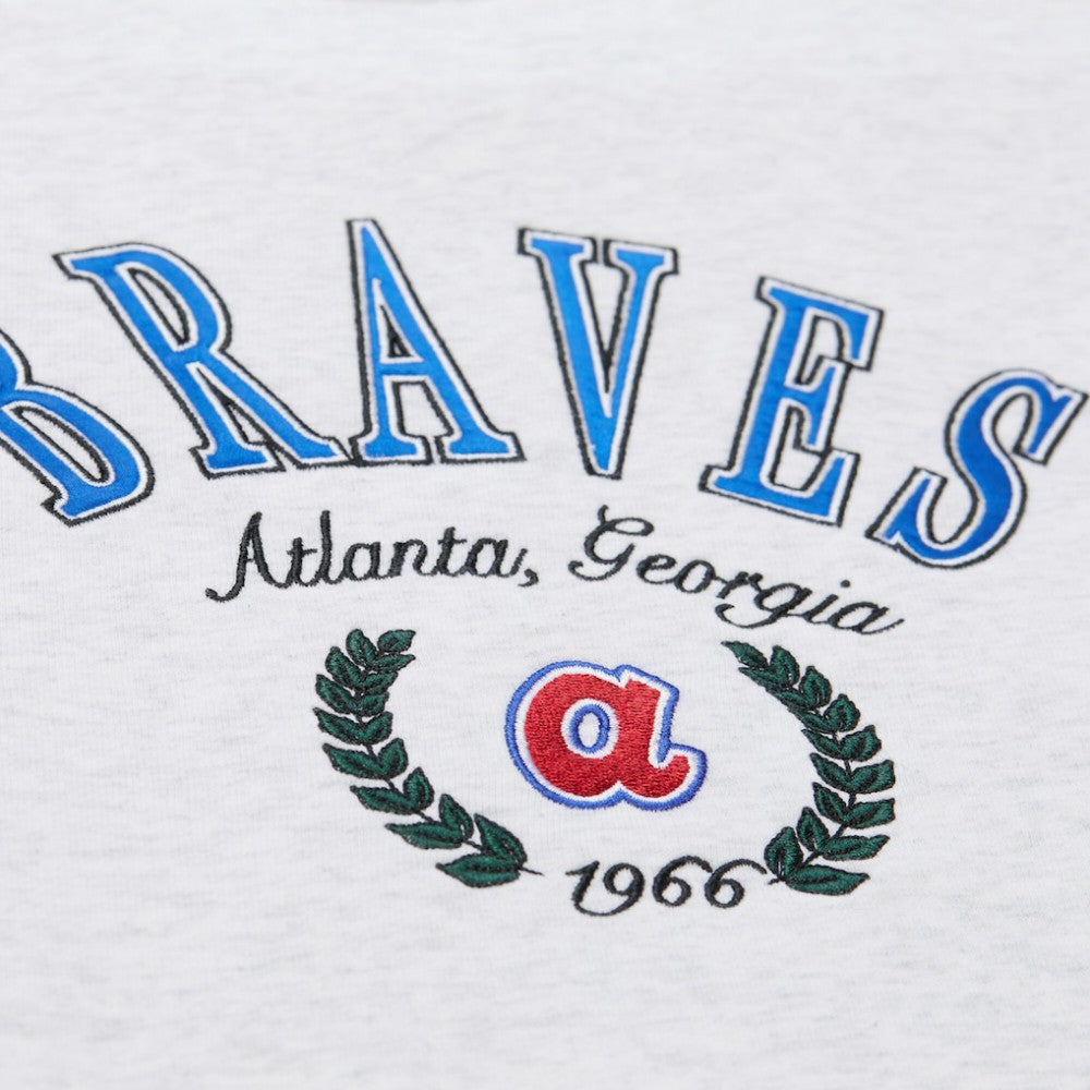 Atlanta Braves Mitchell & Ness Women's Cropped Toggle Pullover Sweatshirt discount