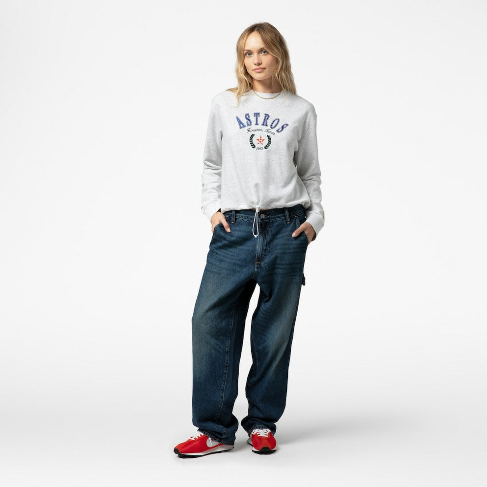 Houston Astros Mitchell & Ness Women's Cropped Toggle Pullover Sweatshirt Clearance