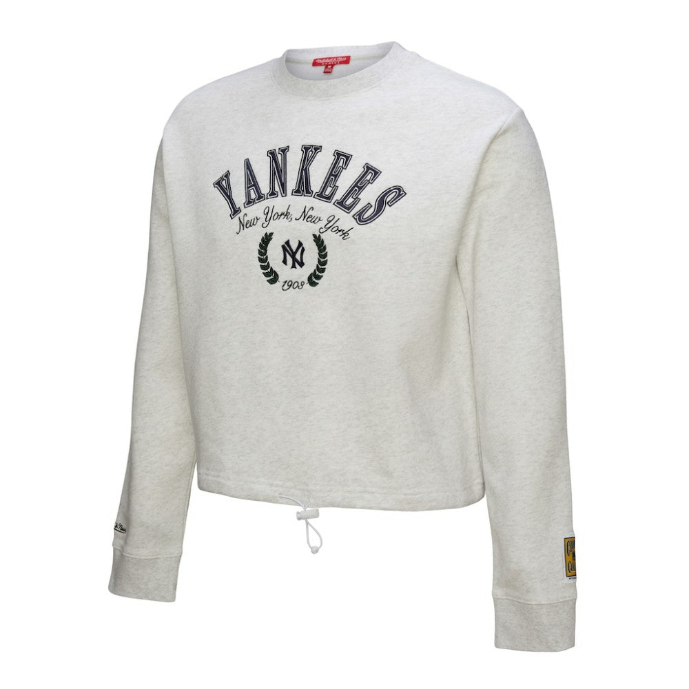 New York Yankees Mitchell & Ness Women's Cropped Toggle Pullover Sweatshirt Lifestyle