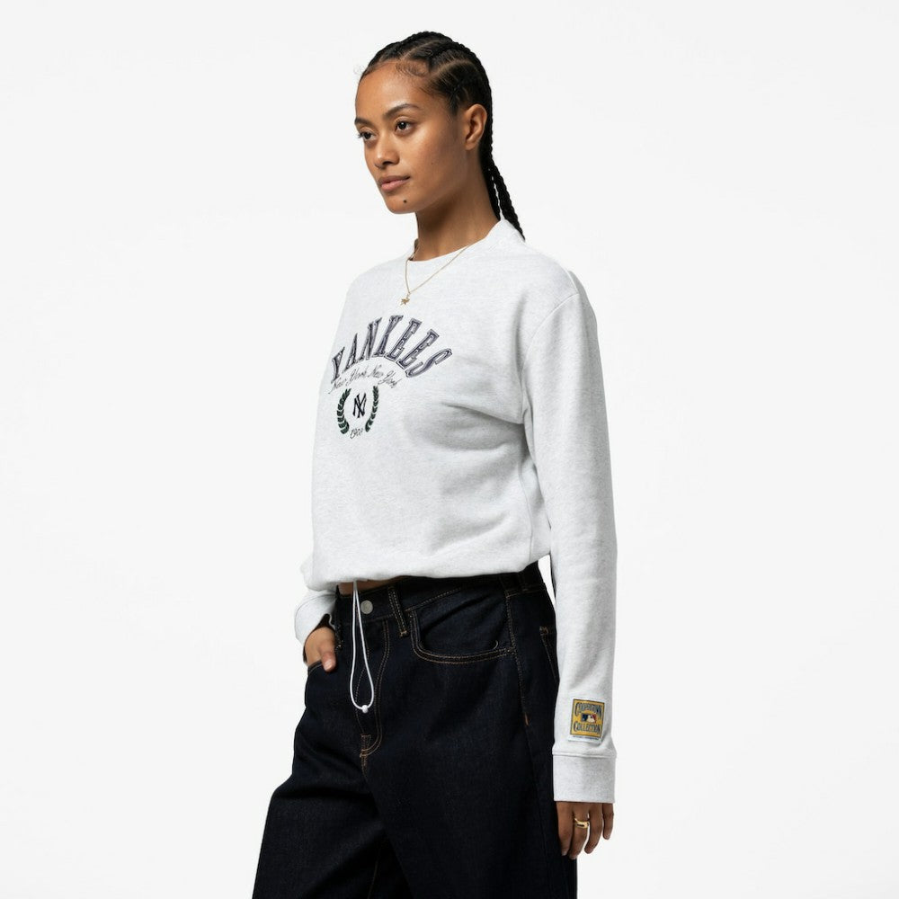 New York Yankees Mitchell & Ness Women's Cropped Toggle Pullover Sweatshirt Lifestyle