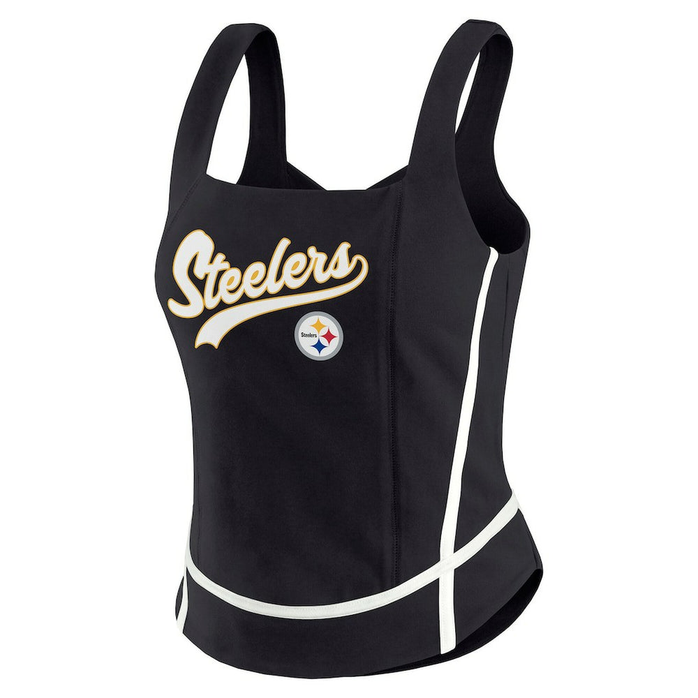 Pittsburgh Steelers WEAR by Erin Andrews Women's Square Neck Tank Top Black - NFL