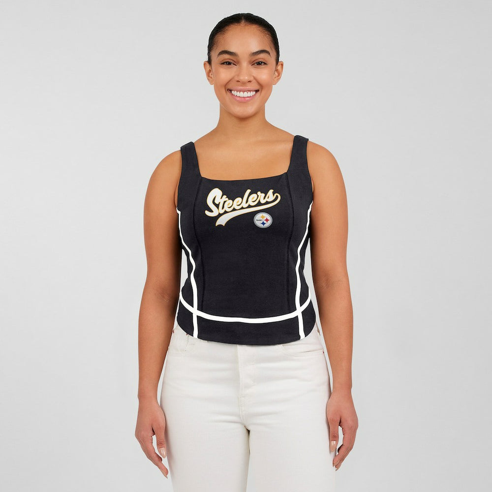 Pittsburgh Steelers WEAR by Erin Andrews Women's Square Neck Tank Top Black - NFL
