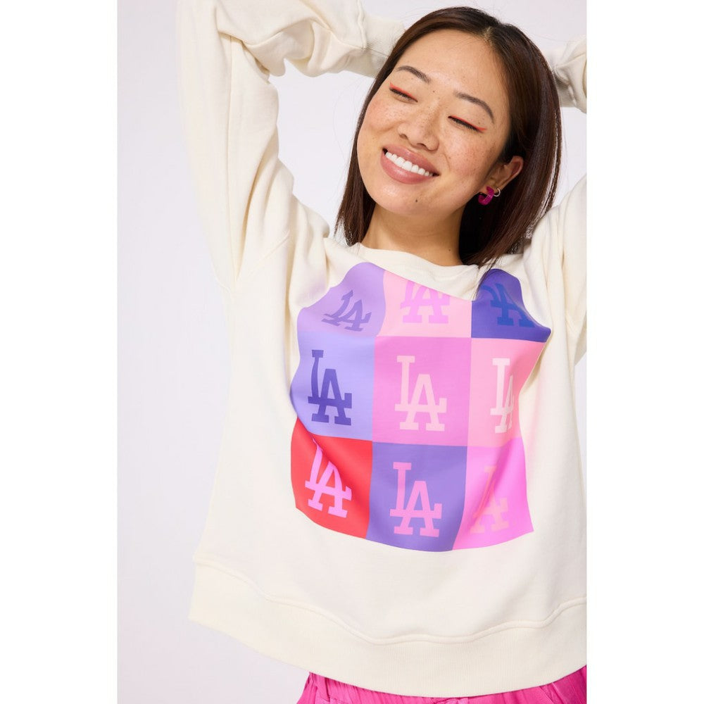 Los Angeles Dodgers Terez Women's Technicolor  Oversized Pullover Sweatshirt Near Me