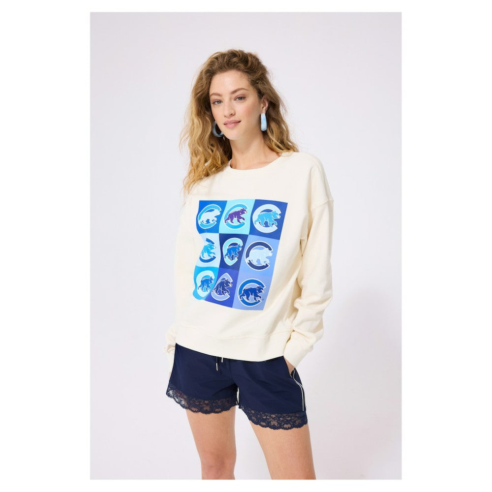 Chicago Cubs Terez Women's Technicolor  Oversized Pullover Sweatshirt Online