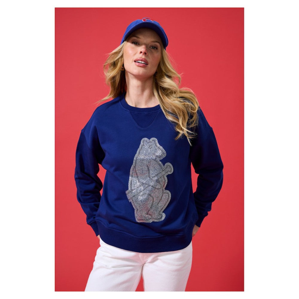 Chicago Cubs Terez Women's Oversized Gemstone Logo Sweatshirt Clearance