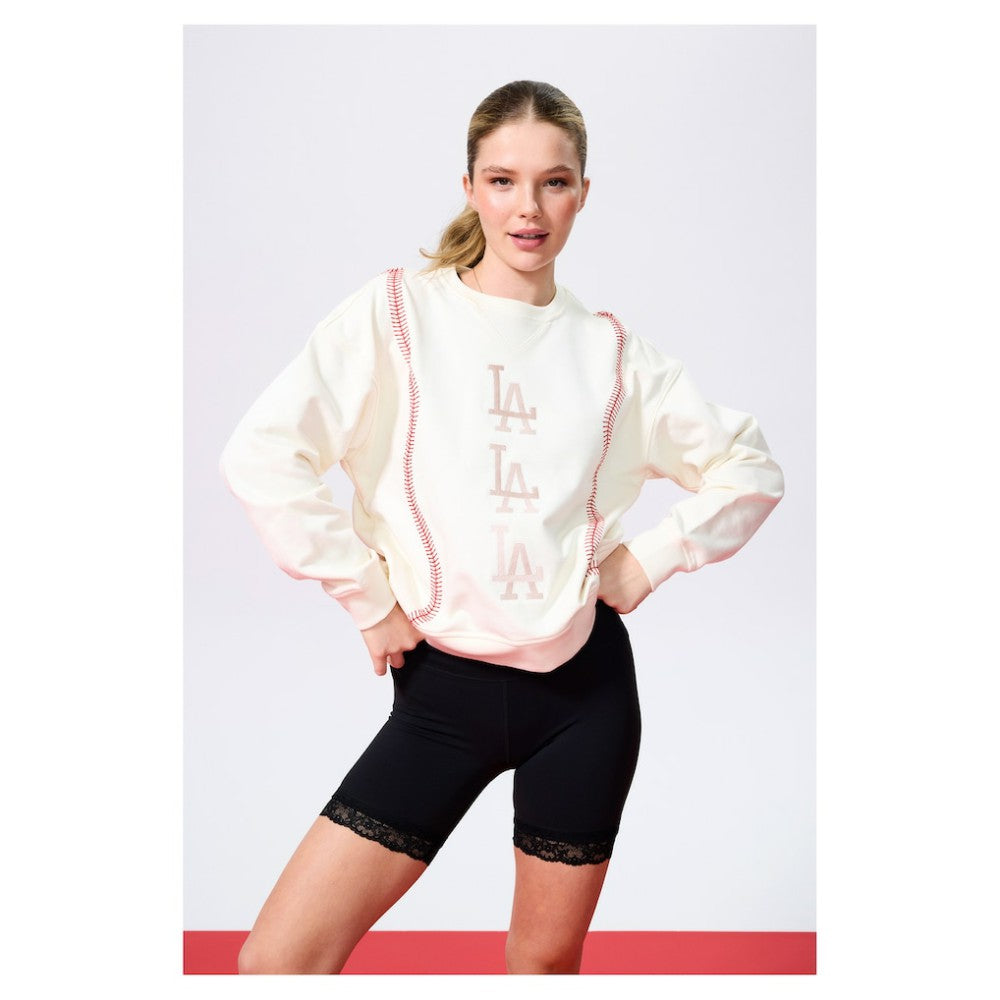 Los Angeles Dodgers Terez Women's Baseball Stitch Pullover Sweatshirt discount