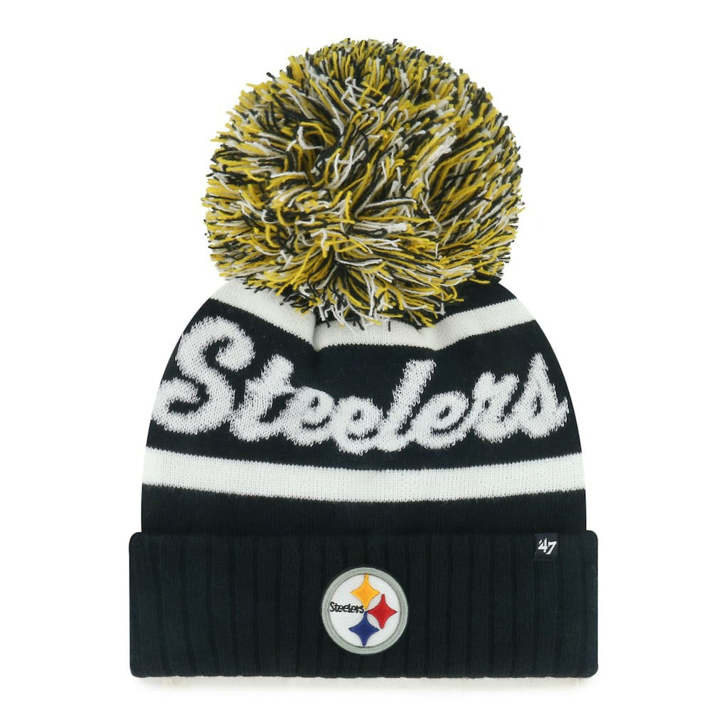 Pittsburgh Steelers '47 Women's Spirited Cuffed Knit Hat with Pom Black - 47 brand