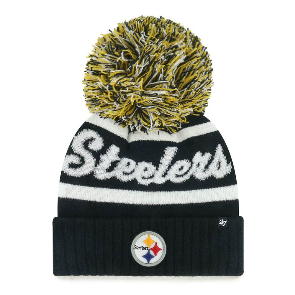 Pittsburgh Steelers '47 Women's Spirited Cuffed Knit Hat with Pom Black - 47 brand