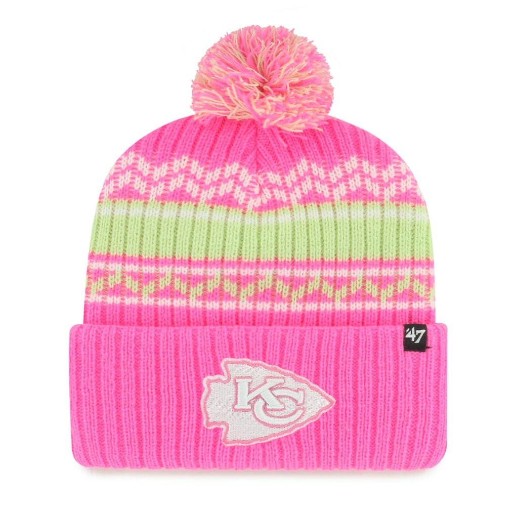 Kansas City Chiefs '47 Girls Youth Polar Vortex Cuffed Knit Hat with Pom Pink - 47 brand