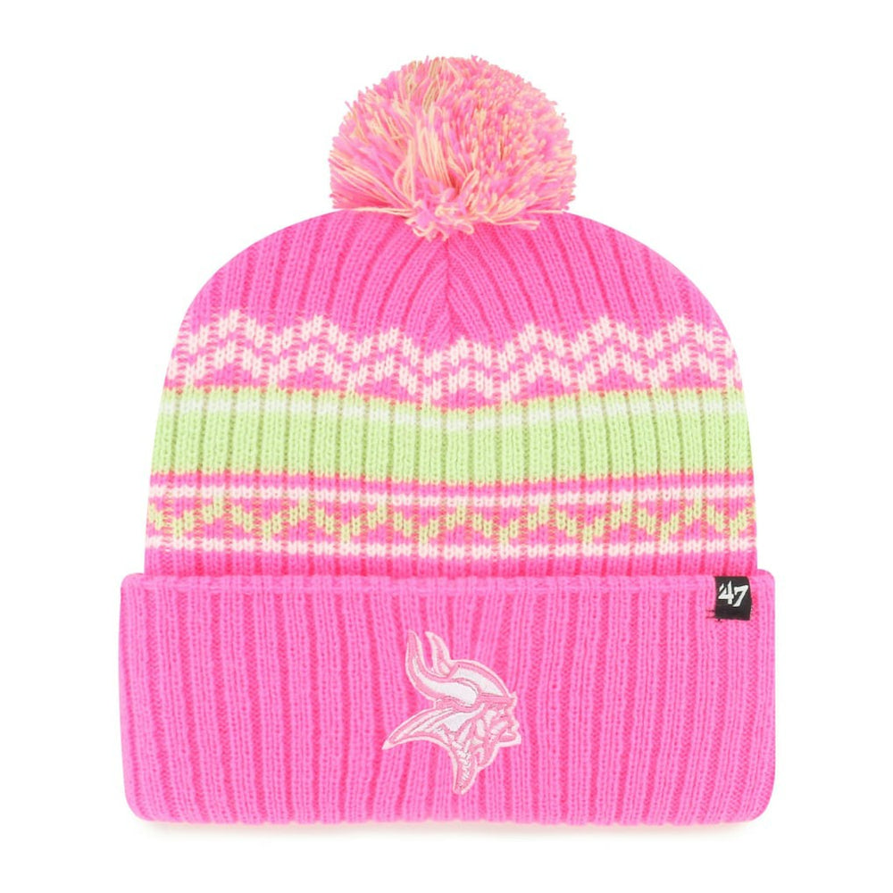 Minnesota Vikings '47 Girls Youth Polar Vortex Cuffed Knit Hat with Pom Pink - 47 brand