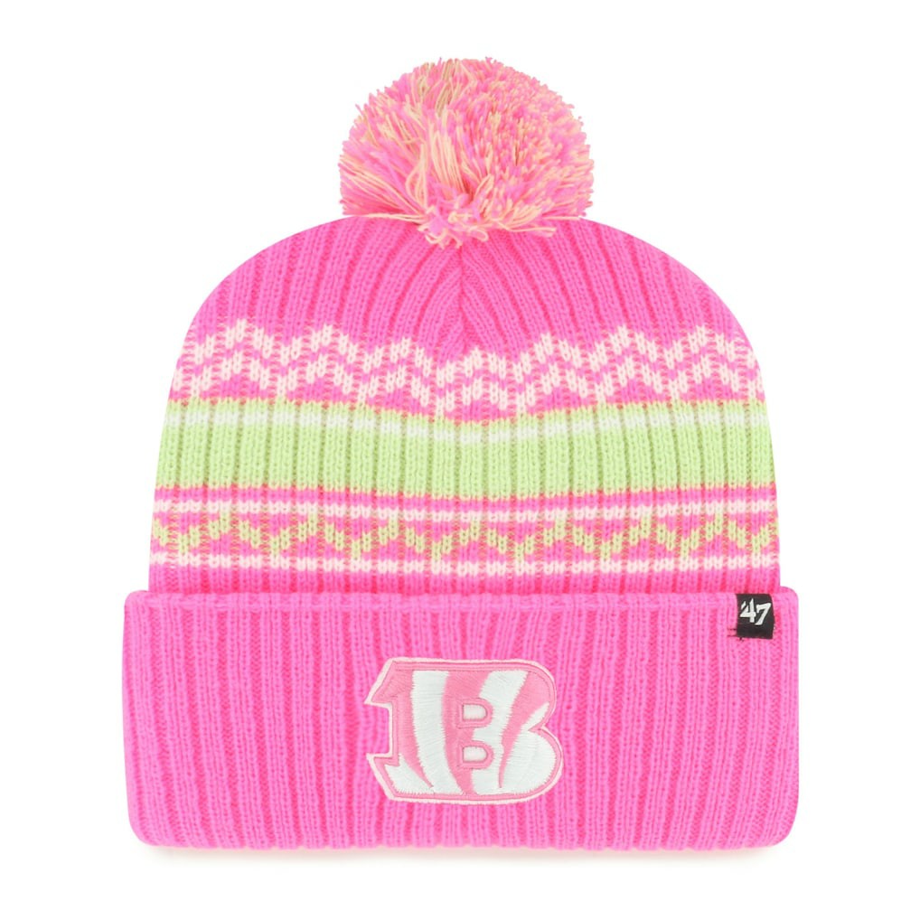 Cincinnati Bengals '47 Girls Youth Polar Vortex Cuffed Knit Hat with Pom Pink - 47 brand