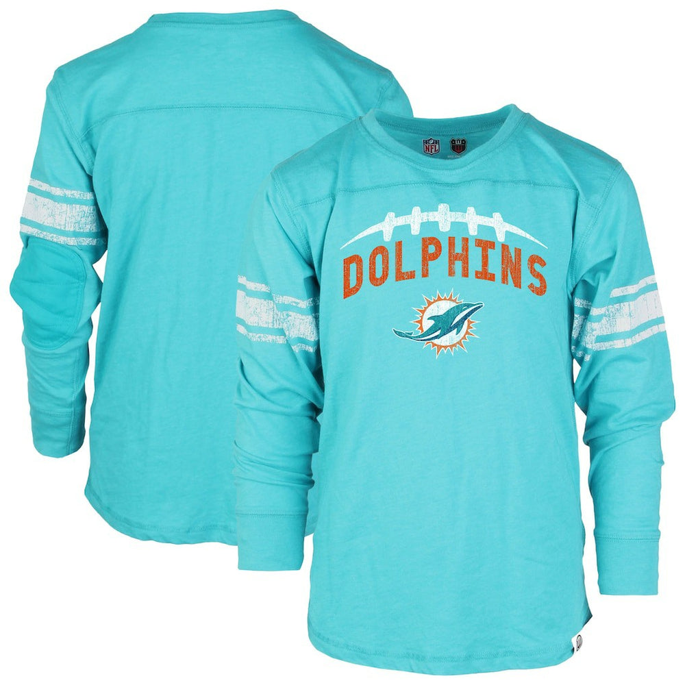 Miami Dolphins Wes & Willy Youth Football Long Sleeve T-Shirt Aqua - NFL