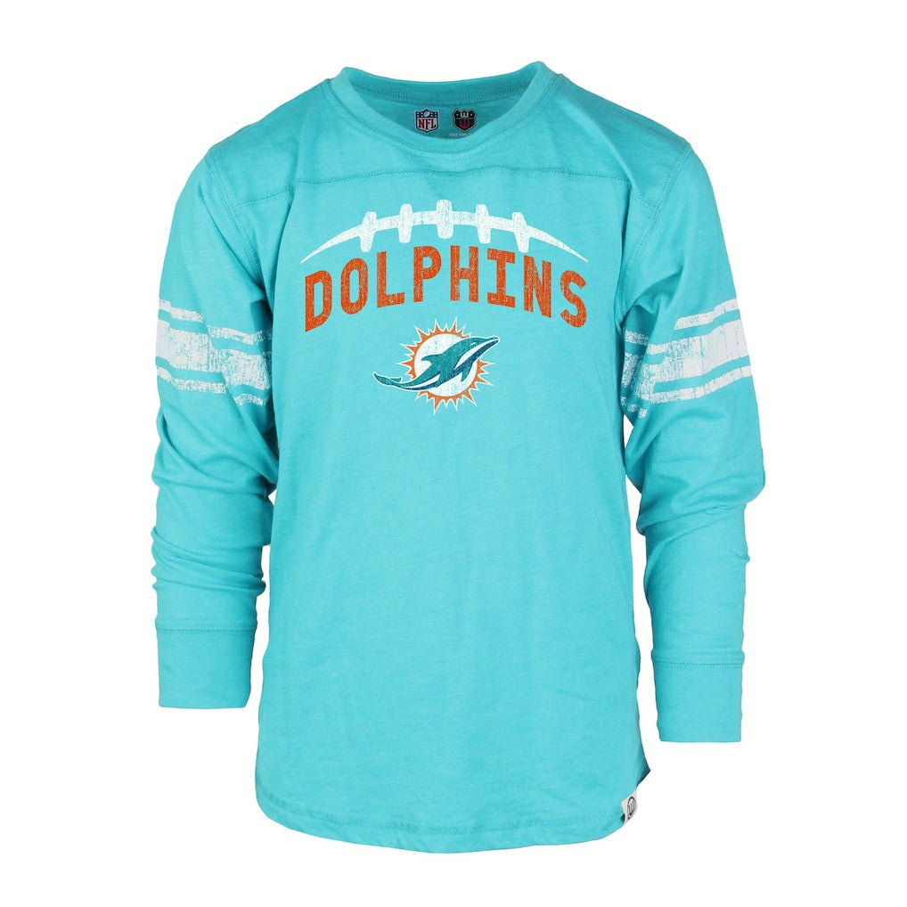 Miami Dolphins Wes & Willy Youth Football Long Sleeve T-Shirt Aqua - NFL