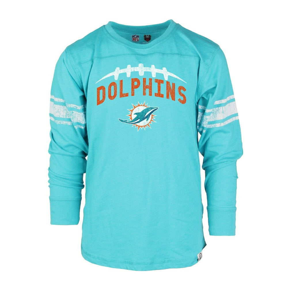 Miami Dolphins Wes & Willy Youth Football Long Sleeve T-Shirt Aqua - NFL