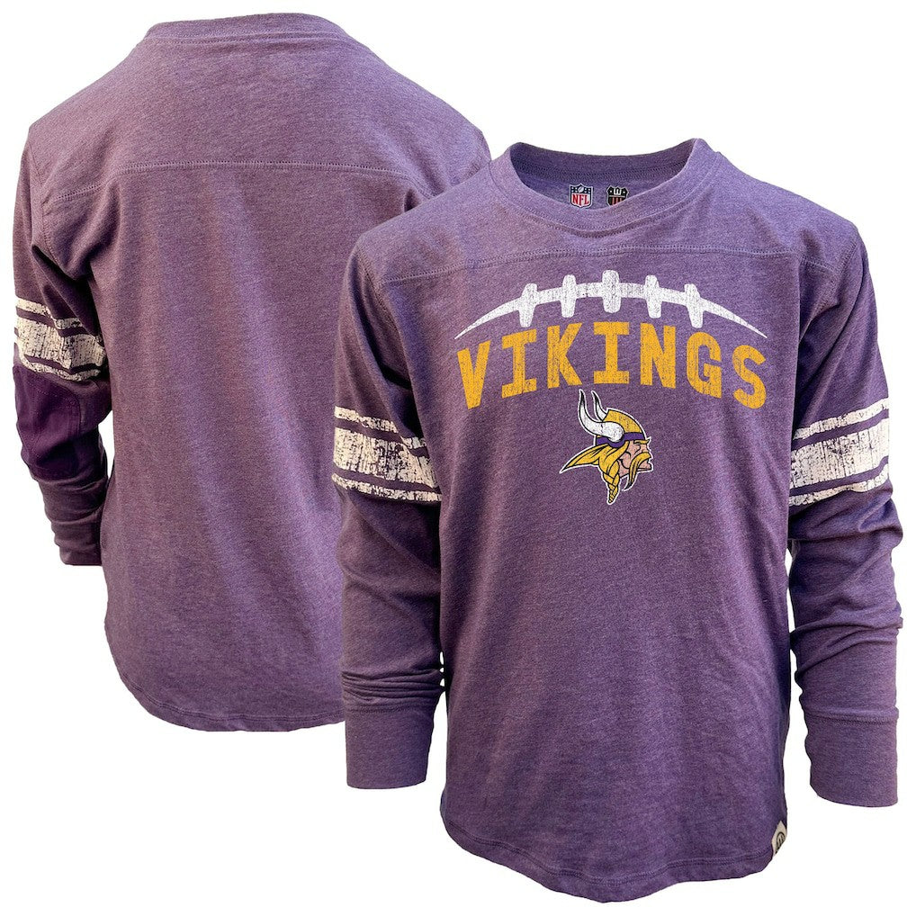 Minnesota Vikings Wes & Willy Youth Football Long Sleeve T-Shirt Heather Purple - NFL