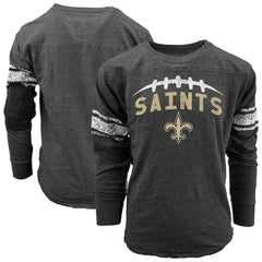 New Orleans Saints Wes & Willy Youth Football Long Sleeve T-Shirt Black - NFL