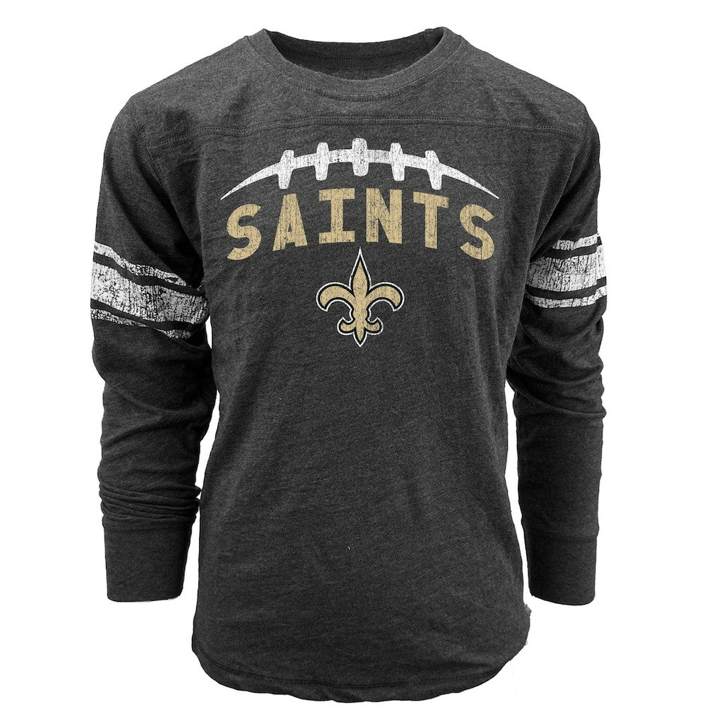 New Orleans Saints Wes & Willy Youth Football Long Sleeve T-Shirt Black - NFL