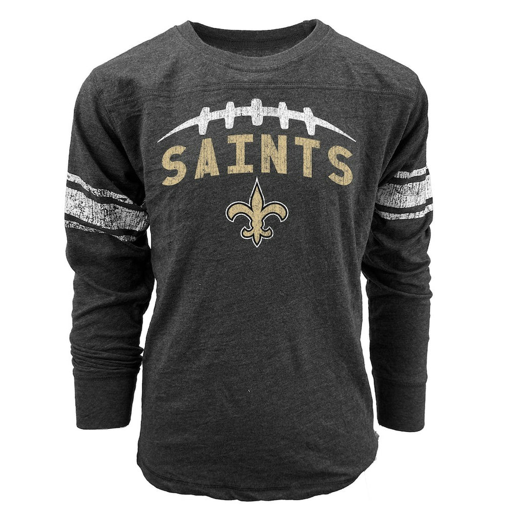New Orleans Saints Wes & Willy Youth Football Long Sleeve T-Shirt Black - NFL
