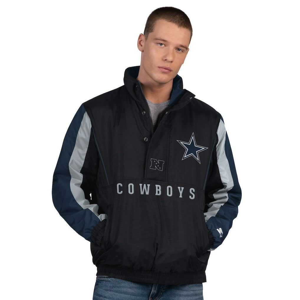 Dallas Cowboys Starter Thursday Night Gridiron Vintage Logo Half-Zip Jacket Black - NFL