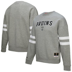 Boston Bruins Mitchell & Ness Women's Logo Lightweight Pullover Sweatshirt Heather Gray
