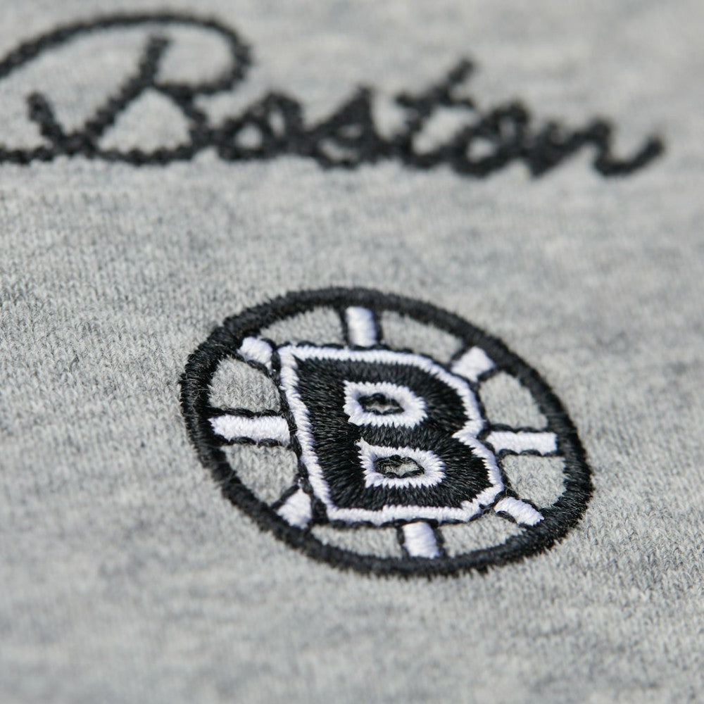 Boston Bruins Mitchell & Ness Women's Logo Lightweight Pullover Sweatshirt Heather Gray