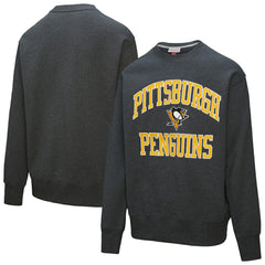 Pittsburgh Penguins Mitchell & Ness Playoff Win Fleece Pullover Sweatshirt Heather Charcoal
