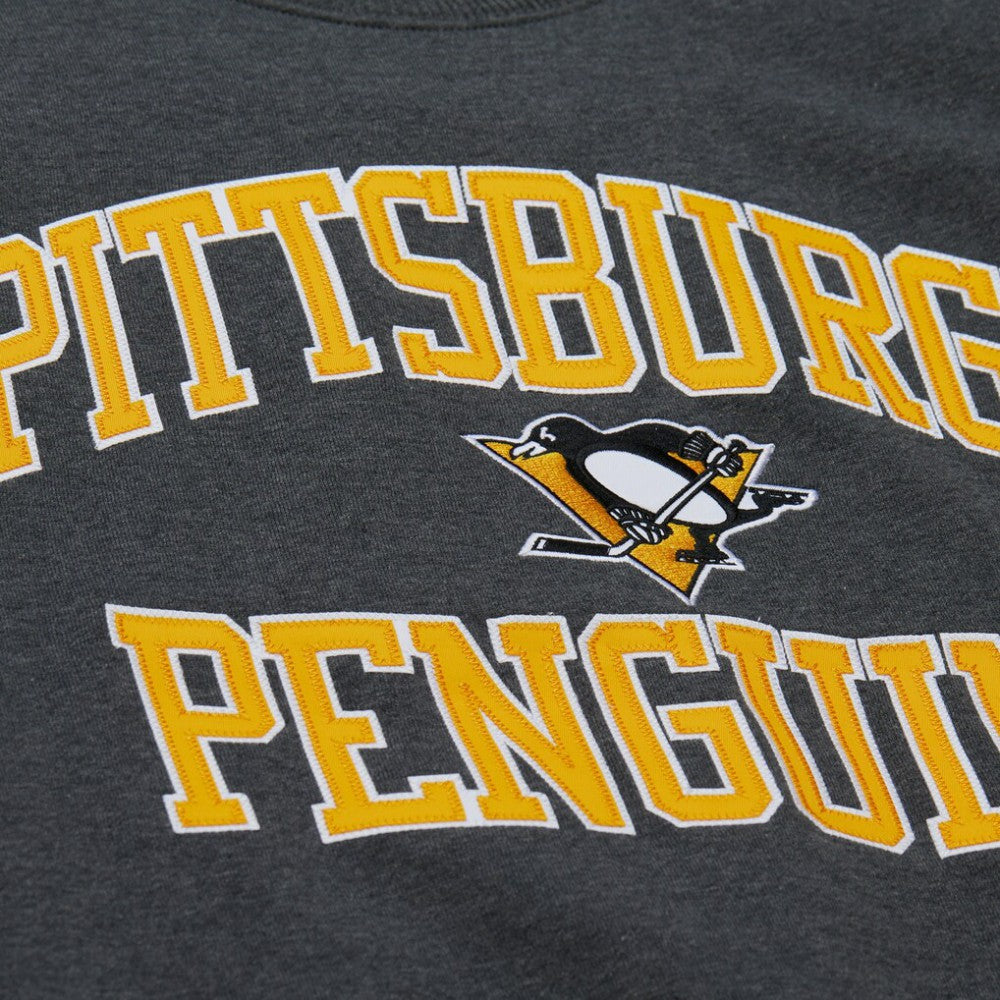 Pittsburgh Penguins Mitchell & Ness Playoff Win Fleece Pullover Sweatshirt Heather Charcoal